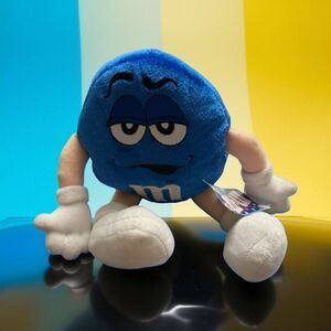 NWT M&M Velvety Blue Character Stuffed Beanie Plush Toy Collectible 13” P20